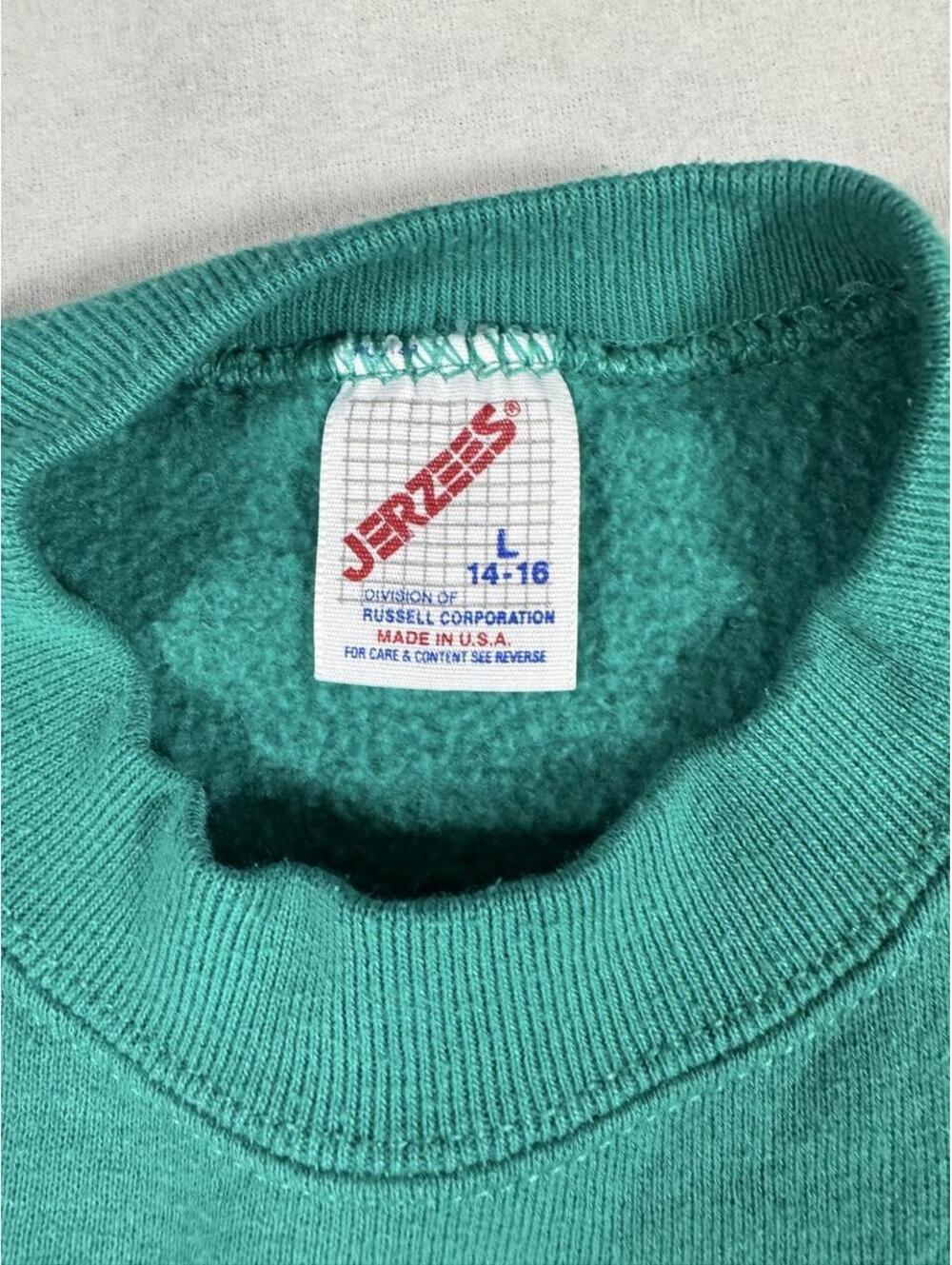Vintage 80s Fox Hill Jerzees Sweatshirt Teal USA Made Youth L  or Adult S